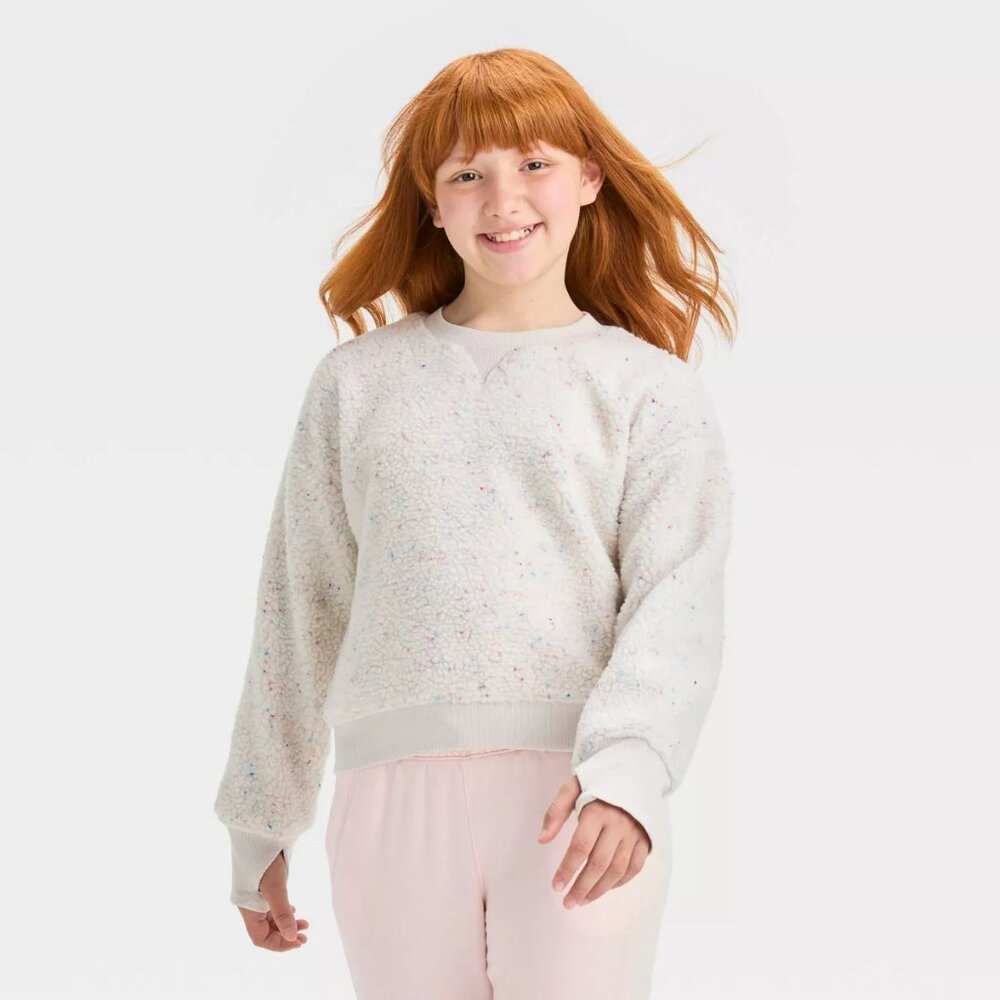 Girl’s Faux Fleeced Shearling Pullover Sweatshirt  All In Motion